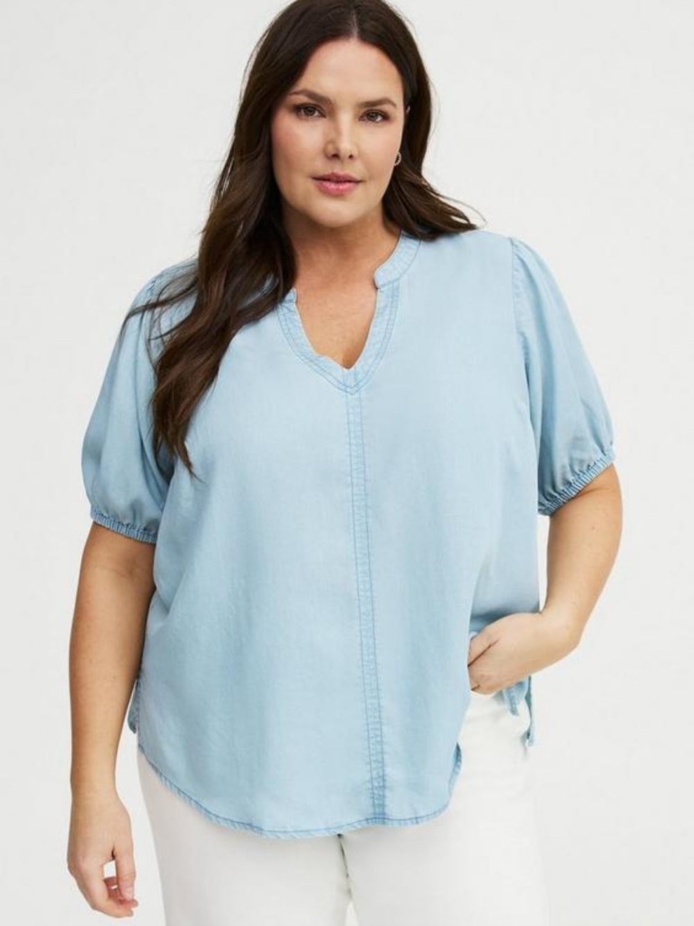 Torrid Tencil Denim puff sleeve top